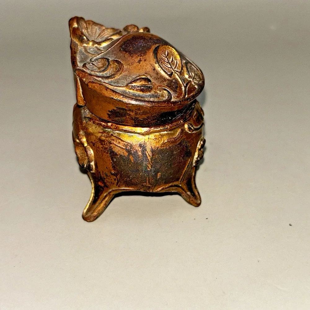Antique Golden Art Nouveau Jewelry Casket Box